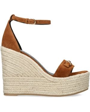 Versace Leather Espadrille Wedges 120 - Natural