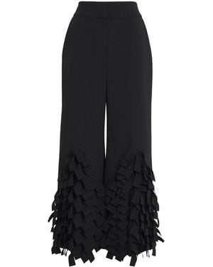 A.W.A.K.E. MODE Virgin Wool Fringe Wide-Leg Trousers - Black