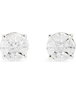 Harrods And Diamond Stud Earrings - White