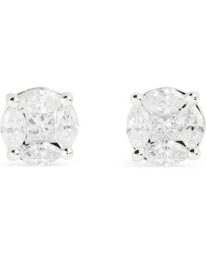 Harrods And Diamond Stud Earrings - White