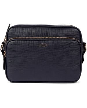 Smythson Leather Panama Cross-Body Bag - Blue