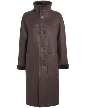 JOSEPH Reversible Shearling Ari Coat - Brown