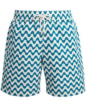 Frescobol Carioca Printed Santos Swim Shorts - Blue