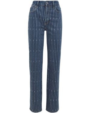 PAIGE Embellished Stevie High-Rise Straight Jeans - Blue
