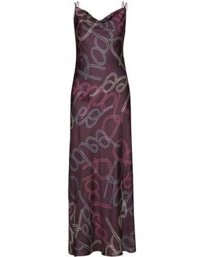 Marella Printed Bordeaux Maxi Dress - Purple