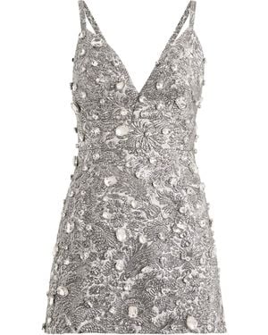 Dolce & Gabbana Metallic Embroidered Mini Dress - Gray