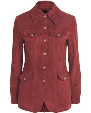 Alice + Olivia Dorothie Suede Utility Jacket - Red