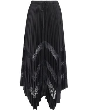 Claudie Pierlot Lace-Trim Pleated Maxi Skirt - Black