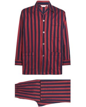 Derek Rose Royal Cotton Stripe Pajamas - Purple