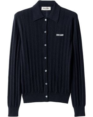 Miu Miu Cashmere Cable-Knit Cardigan - Blue