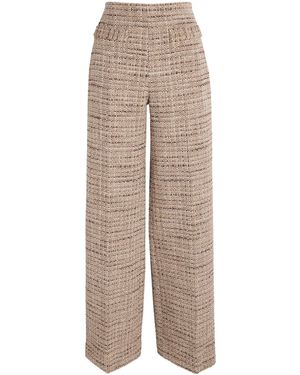 Sandro Tweed Wide-Leg Trousers - Natural