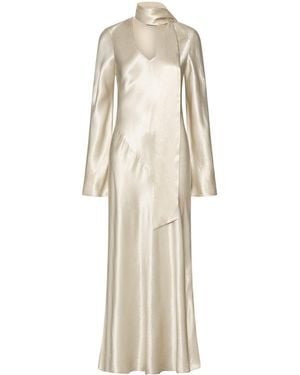 Marella Satin Scarf-Detail Maxi Dress - Natural