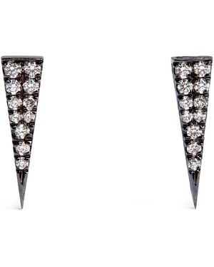 Eva Fehren Blackened And Diamond Fringe Stud Earrings - White