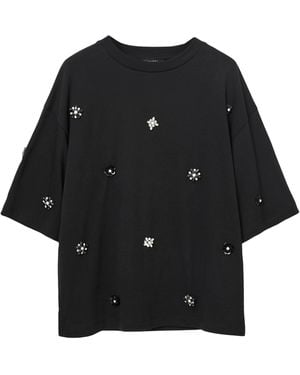 AllSaints Organic Cotton Amelie Embellished T-Shirt - Black