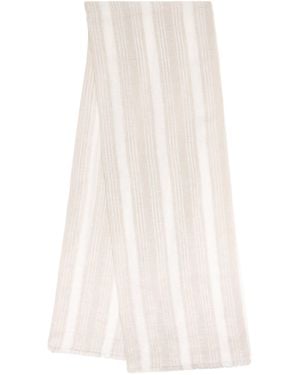 Eleventy Linen-Blend Stripe Scarf - White