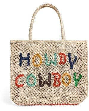 The Jacksons Small Jute Howdy Cowboy Tote Bag - Multicolour