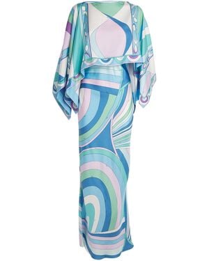 PUCCI Pucci Silk 2-piece Cape Dress - Blue