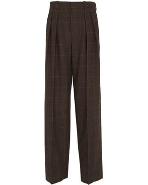 Saint Laurent Check Tailored Trousers - Brown