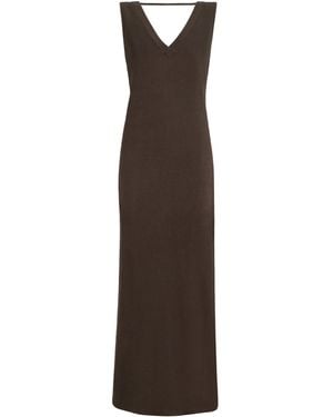 Brunello Cucinelli Cotton Rib-Knit Monoli Maxi Dress - Brown