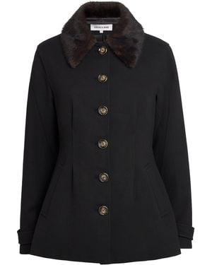 Veronica Beard Faux Fur-Trim Severine Jacket - Black