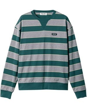 Miu Miu Cotton Stripe Sweatshirt - Green