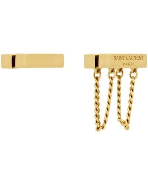 Saint Laurent Asymmetric Chain Earrings - Metallic