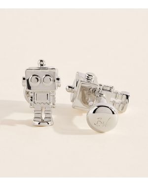 Babette Wasserman Rhodium-Plated Robot Cufflinks - Natural