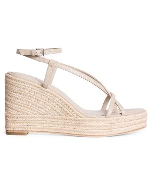 PAIGE Leather Marlowe Wedge Sandals 105 - Natural