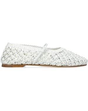 Dear Frances Nappa Leather Woven Balla Ballet Flats - White