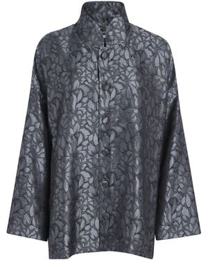 Eskandar Silk Jacquard A-Line Jacket - Grey
