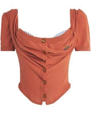 Vivienne Westwood Wool-Silk Corset-Panel Bea Cardigan - Orange