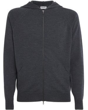 John Smedley Extra Fine Merino Wool Carty Zip-Up Hoodie - Grey