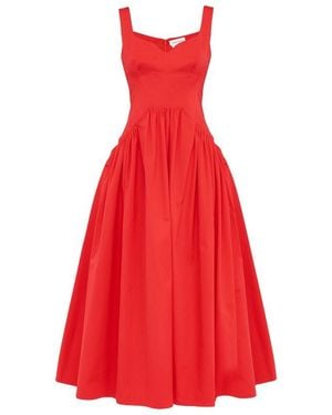 McQueen Bustier Midi Dress - Red
