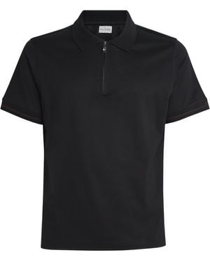 Pal Zileri Cotton Quarter-Zip Polo Shirt - Black