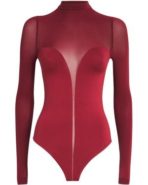 Wolford High-Neck Bustier Bodysuit - Red