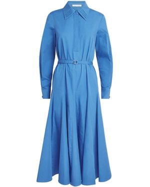 Emilia Wickstead Cotton Marione Midi Shirt Dress - Blue