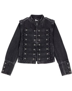 The Kooples Officer-Style Denim Jacket - Blue