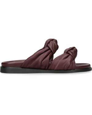 Dear Frances Leather Knot-Strap Tye Slides - Brown
