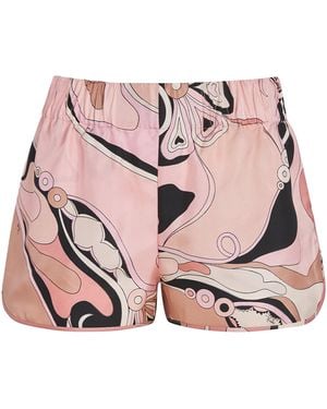 PUCCI Silk Orchidee Print Shorts - Pink