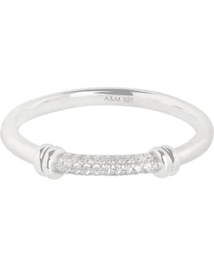 Astrid & Miyu Rhodium-Plated Pavé Knot Ring - White