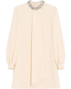 Valentino Silk Cady Embroidered Mini Dress - Natural