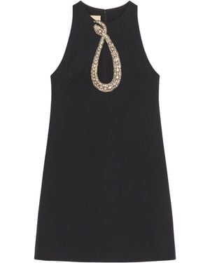 Valentino Embellished Crepe Snake Mini Dress - Black