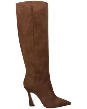 Stuart Weitzman Suede Vinnie Zip Knee-High Boots 100 - Brown