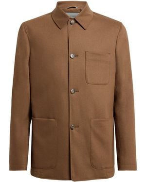 Canali Stretch-Wool Chore Overshirt - Brown