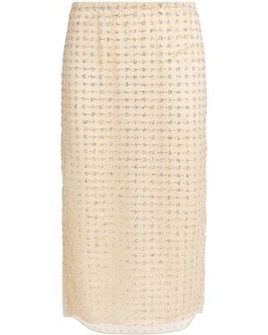 STAUD Embellished Ciara Midi Skirt - Natural