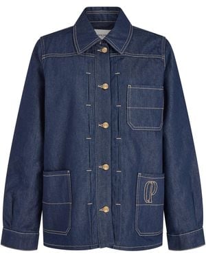 Claudie Pierlot Embroidered Logo Denim Jacket - Blue