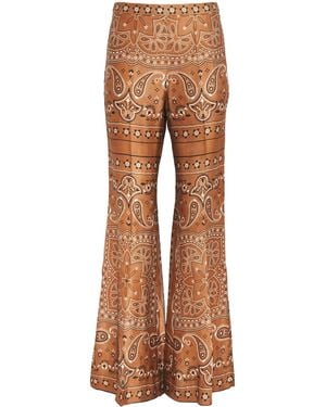 Sandro Bandana Print Flared Trousers - Brown