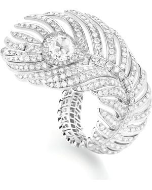 Boucheron Large And Diamond Plume De Paon Ring - White