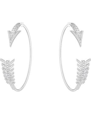 Boucheron And Diamond Nature Triomphante Flèche Hoop Earrings - White