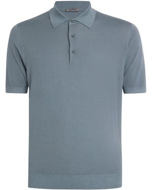 Corneliani Virgin Wool Polo Shirt - Blue